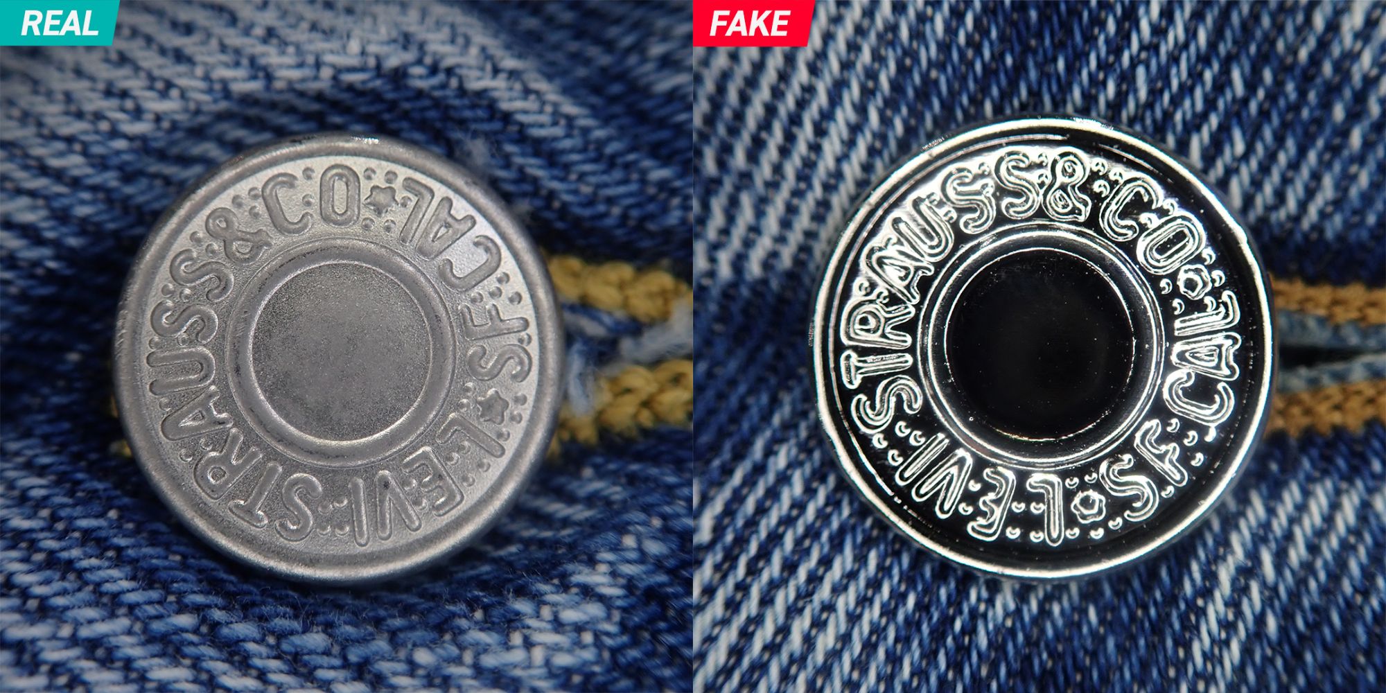 トップボタンのREAL/FAKE比較
