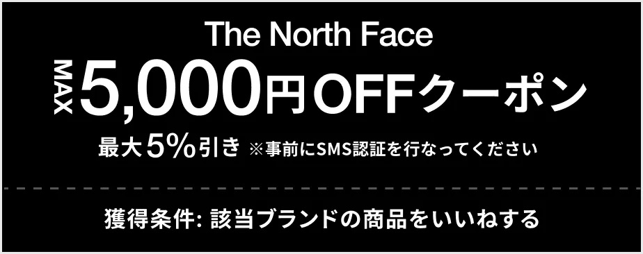 The North Face MAX 5,000円OFF クーポン 最大5%引き