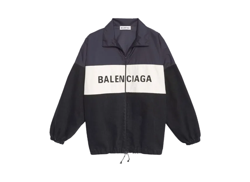 BALENCIAGA Logo Nylon Denim Track Jacket "Black"