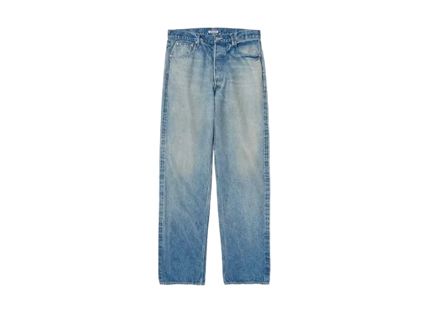 AURALEE Selvedge Faded Heavy Denim Wide Pants "Faded Indigo"
