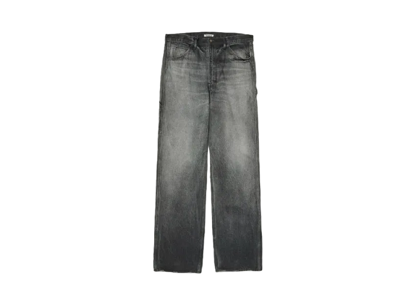 AURALEE Selvedge Faded Heavy Denim Painter Pants "Faded Black"