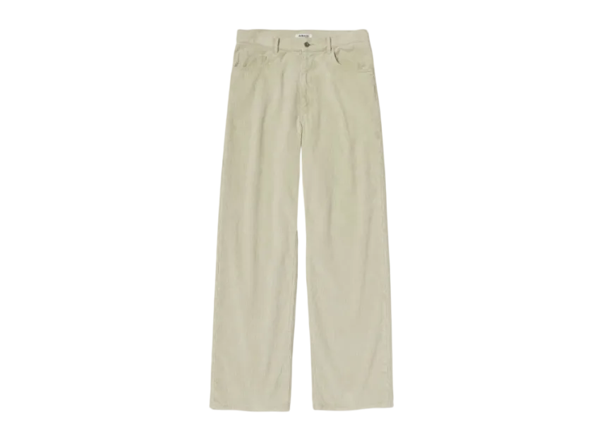 AURALEE Pigment Dye Finx Corduroy Wide 5P Pants "White Khaki"