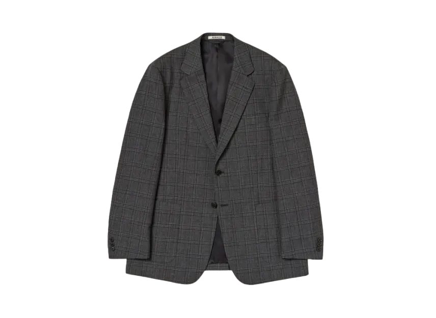 AURALEE  Bluefaced Wool Check Jacket "Charcoal Check"