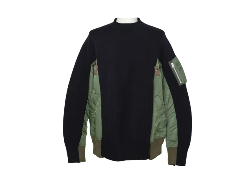 sacai Sponge Sweat MA-1 Pullover "Navy Kahki"