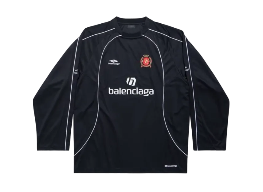 BALENCIAGA Men's Paris Soccer Long Sleeve T-Shirt Oversized "Black/White"
