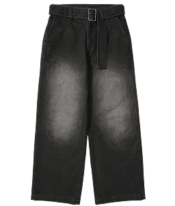 Arcade REX by ChroNoiR FADED DENIM WIDE PANTS BLACK