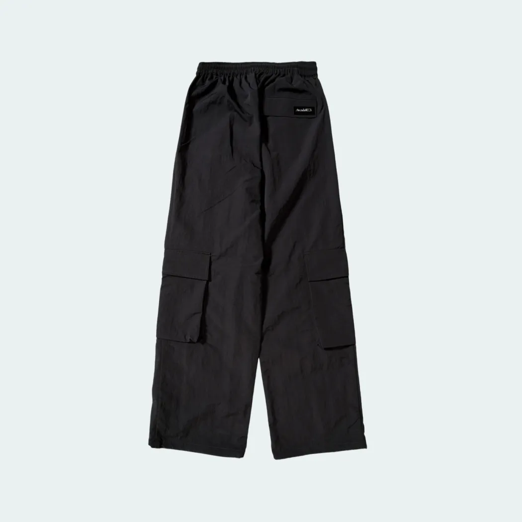 Arcade REX by ChroNoiR NYLON CARGO PANTS BLACK