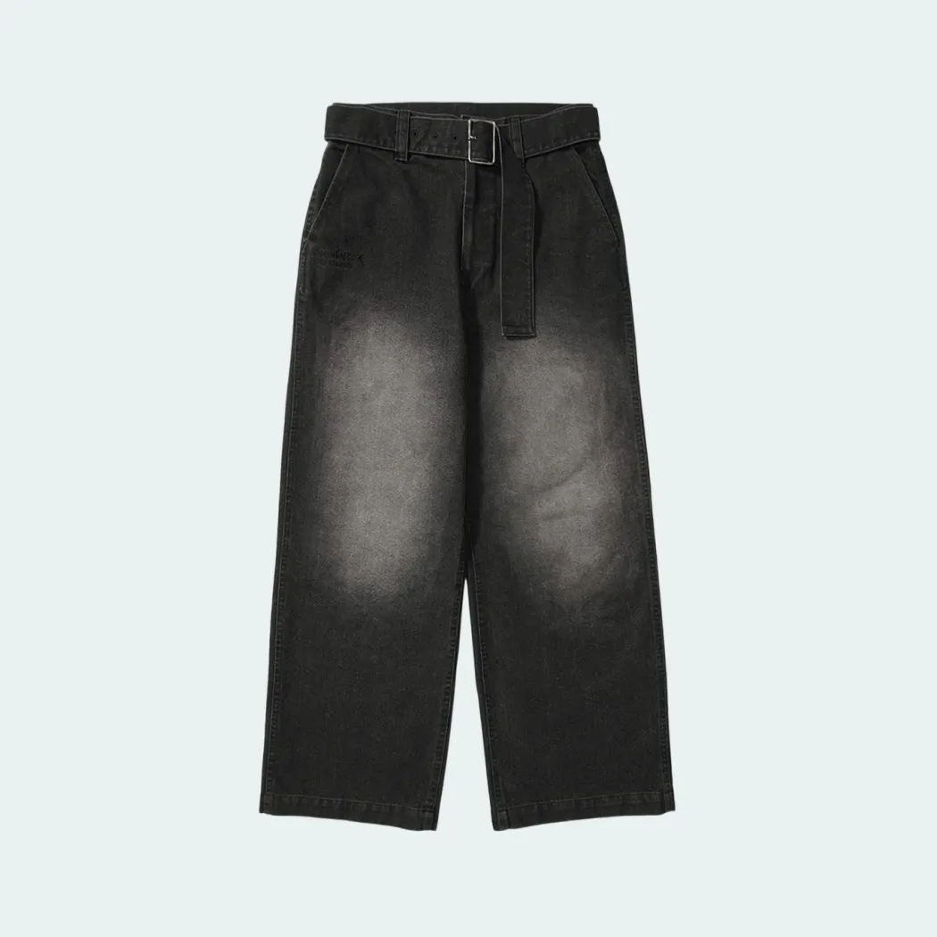 Arcade REX by ChroNoiR FADED DENIM WIDE PANTS BLACK
