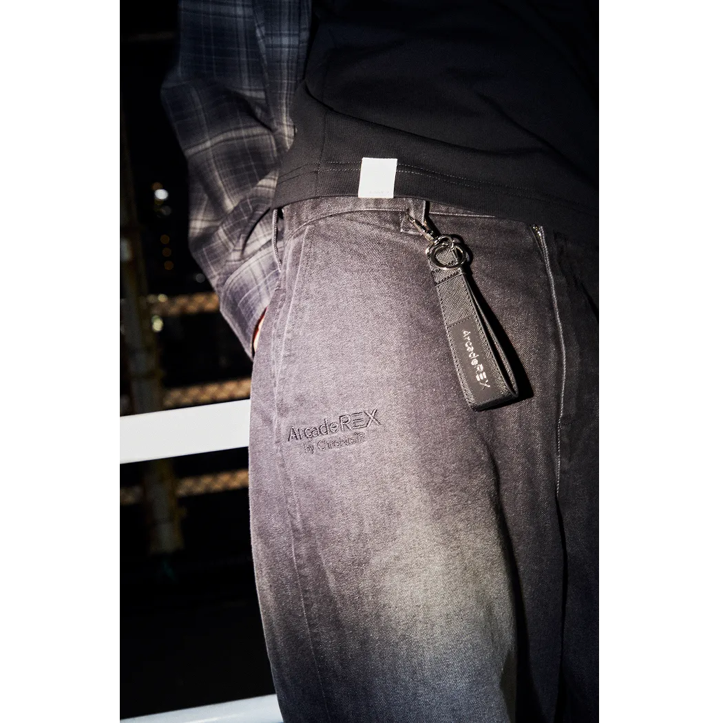 Arcade REX by ChroNoiR FADED DENIM WIDE PANTS BLACK