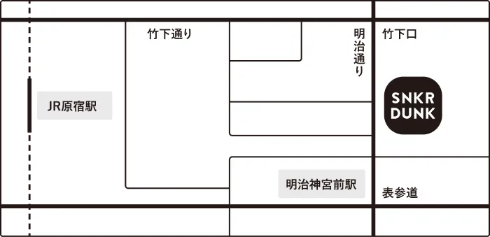 SNKRDUNK HARAJUKU FLAGSHIP STORE 地図