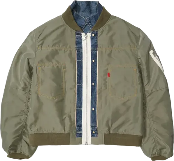 Men's Denim x Nylon Twill Reversible Blouson "Blue/Khaki"